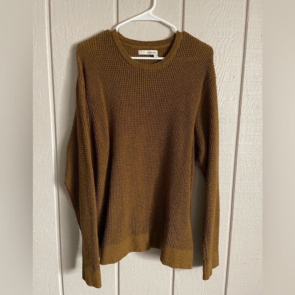 Unisex Brown Hawker Rye Thermal Crewneck Sweater. Pullover Sweater Relaxed Fit.